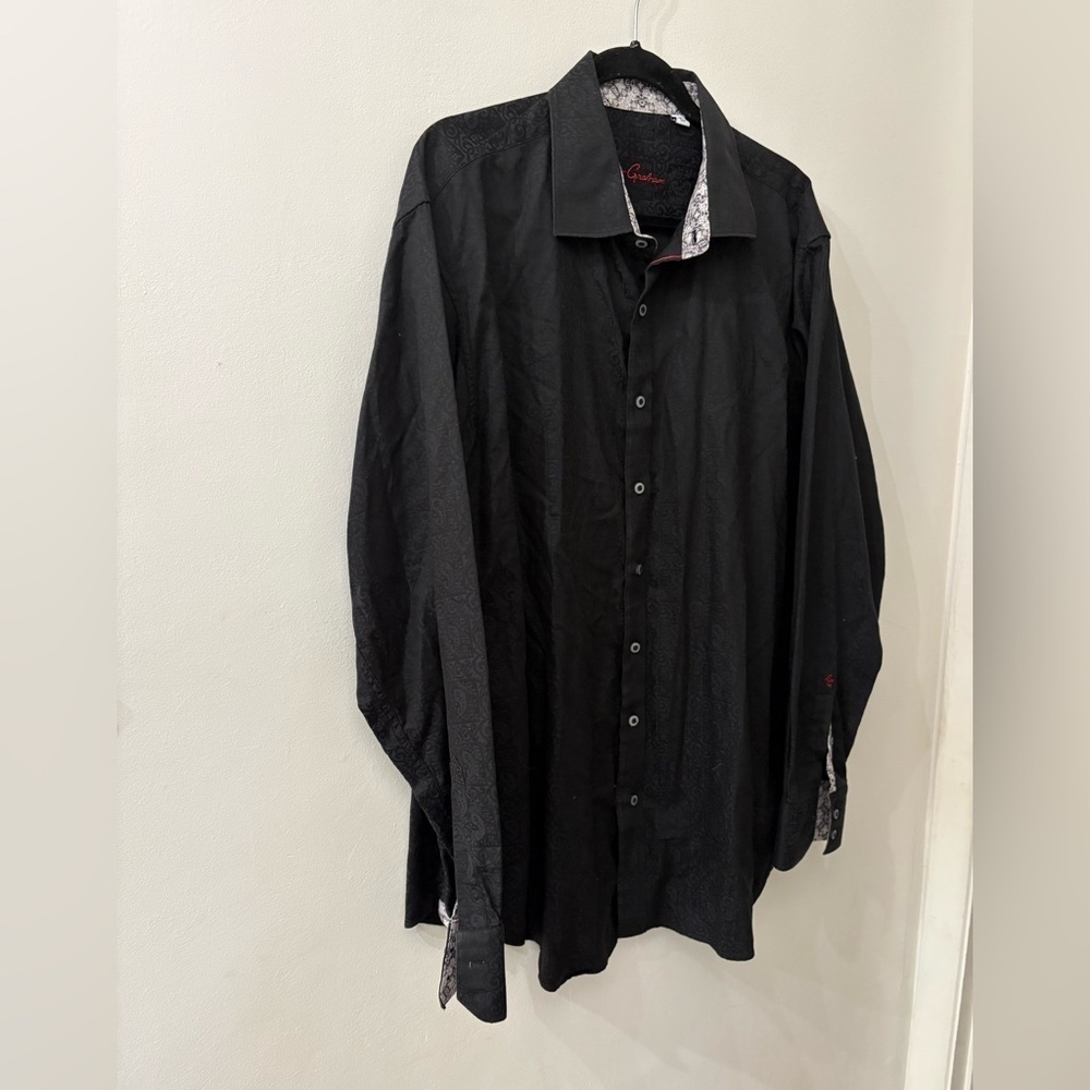 Robert Graham Black paisley print Shirt with Patterned Trim - 1XL